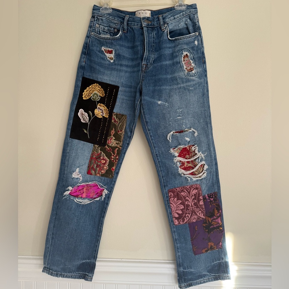 Free People lux boyfriend patchwork jeans. Size 26. Excellent condition.